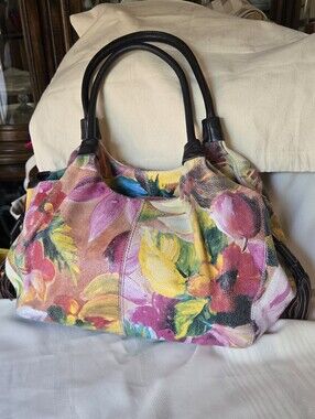 LIKE NEW Soprano Floral Multi-Color Leather Bag